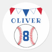 Baseball Bunting Flags Kinderen van zaterdag Ronde Sticker (Voorkant)