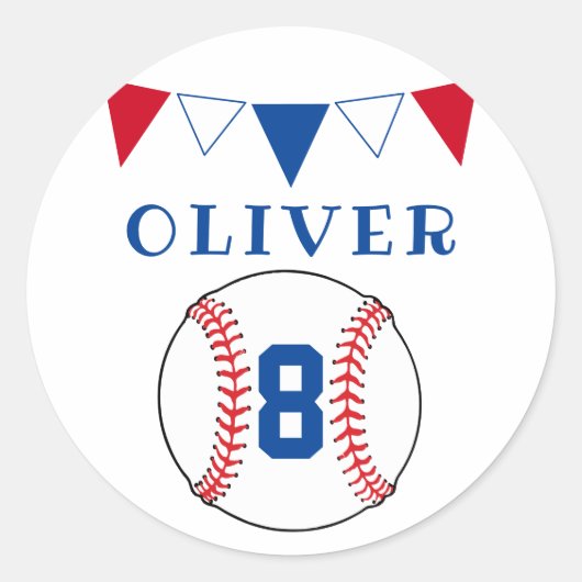 Baseball Bunting Flags Kinderen van zaterdag Ronde Sticker (Voorkant)