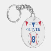 Baseball Bunting Flags Kinderen van zaterdag Sleutelhanger (Voorkant Links)