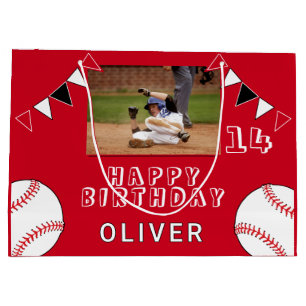 Baseball Bunting Flags Red Photo Birthday Groot Cadeauzakje