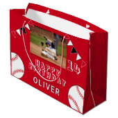 Baseball Bunting Flags Red Photo Birthday Groot Cadeauzakje (Achterkant Gekanteld)