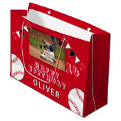 Baseball Bunting Flags Red Photo Birthday Groot Cadeauzakje (Voorkant Gekanteld)