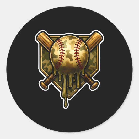 Baseball Camo Drip Ice Cream Youth Boys Srts  Ronde Sticker (Voorkant)