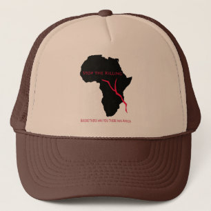 Baseball CapAfrica Map - Bloed Trucker Pet