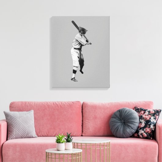Baseball Cat Canvas Afdruk (Insitu (Woonkamer))