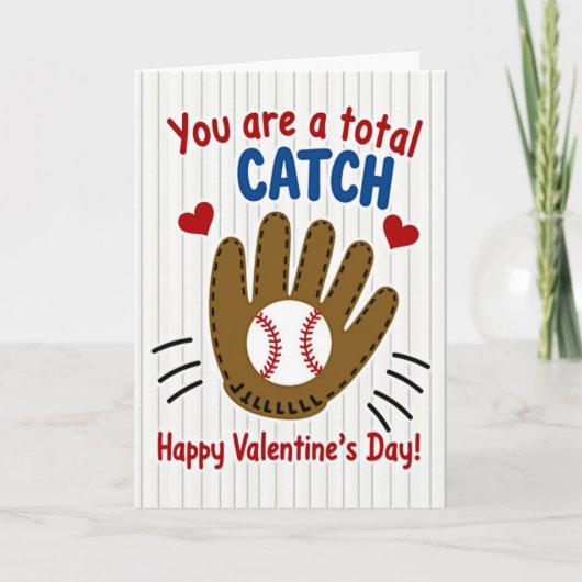 Baseball Catch Valentine Card Kaart (Voorkant)