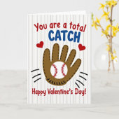 Baseball Catch Valentine Card Kaart (Gele Bloem)