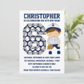 Baseball Catcher Blue 6th Birthday Party Kaart (Staand voorkant)