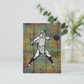 Baseball Catcher Briefkaart Colorful Wood (Staand voorkant)