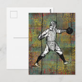 Baseball Catcher Briefkaart Colorful Wood (Voorkant / Achterkant)