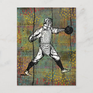 Baseball Catcher Briefkaart Colorful Wood