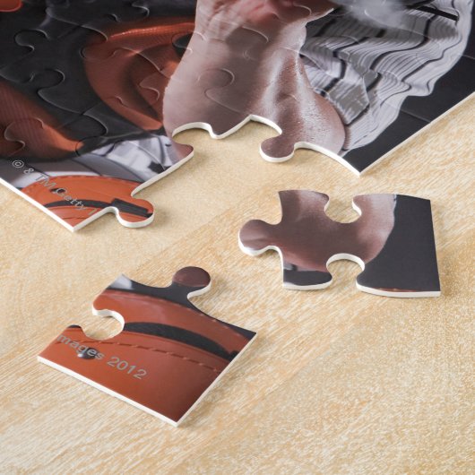 Baseball catcher die in de maag zit legpuzzel (Zijkant)