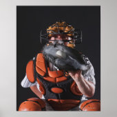 Baseball catcher die in de maag zit poster (Voorkant)
