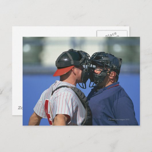 Baseball Catcher en Umpire Arguing Briefkaart (Voorkant / Achterkant)