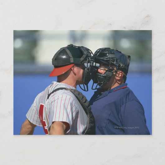 Baseball Catcher en Umpire Arguing Briefkaart (Voorkant)