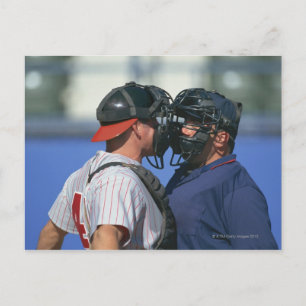 Baseball Catcher en Umpire Arguing Briefkaart