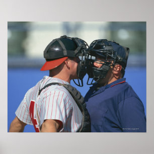 Baseball Catcher en Umpire Arguing Poster