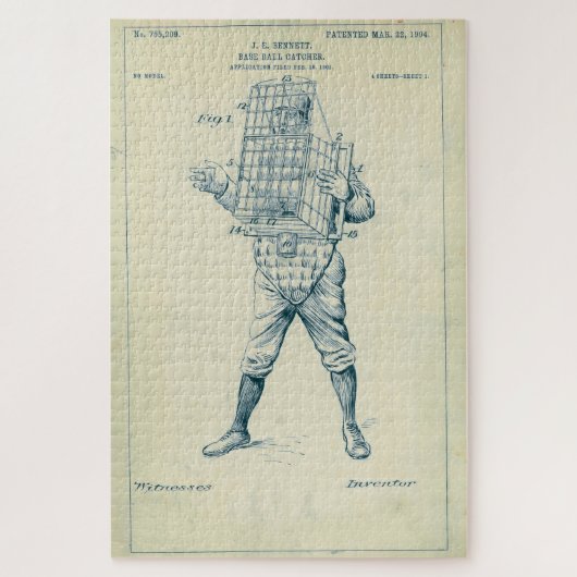  Baseball Catcher Equipment Patent (1904) Legpuzzel (Verticaal)