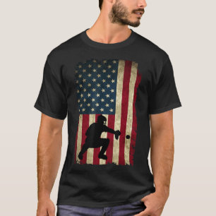 Baseball Catcher Gear Sports American Flag Little  T-shirt