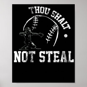 Baseball Catcher Gou Shalt niet Steal Religies Poster