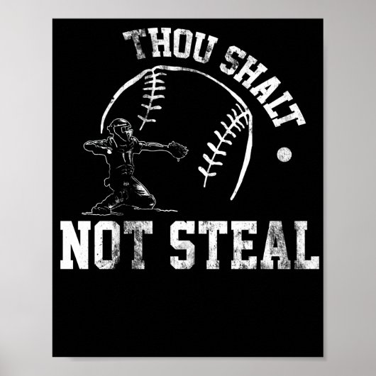Baseball Catcher Gou Shalt niet Steal Religies Poster (Voorkant)