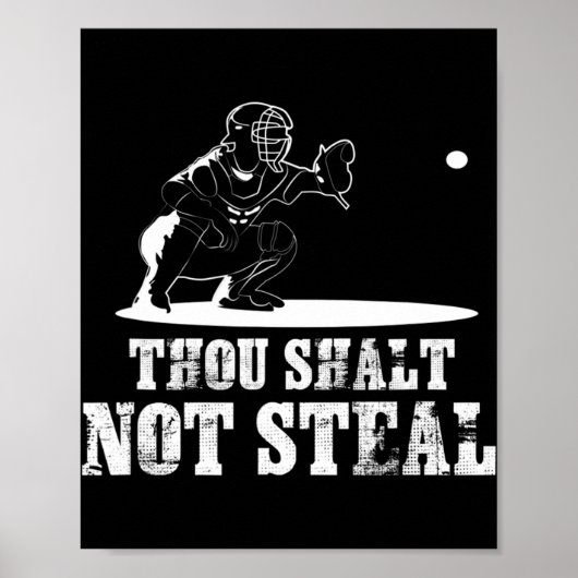 Baseball Catcher Gou Shalt Niet Steal - Religieus Poster (Voorkant)