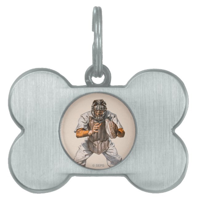 Baseball Catcher Huisdieren Naamplaatje (voorkant)