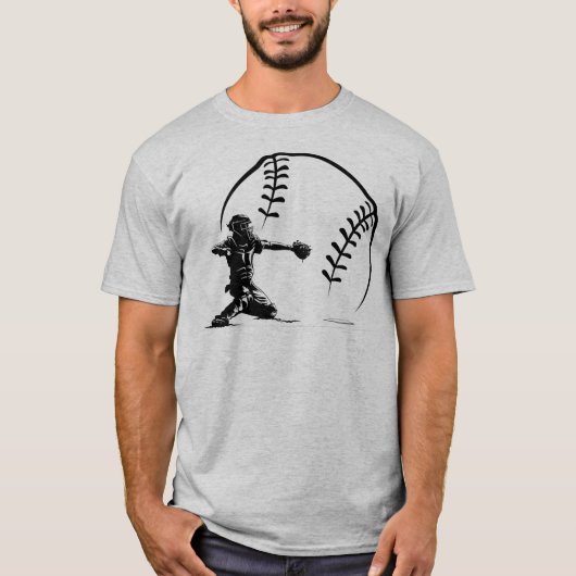 Baseball Catcher in actie T-shirt (Voorkant)