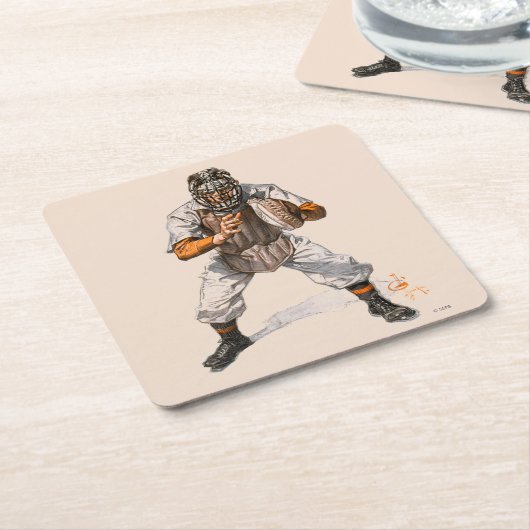 Baseball Catcher Kartonnen Onderzetters (Schuin)