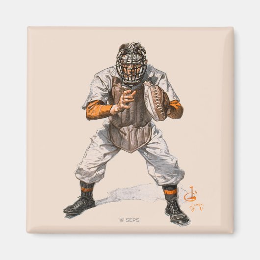 Baseball Catcher Magneet (Voorkant)