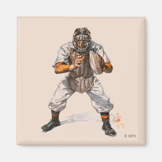 Baseball Catcher Magneet (Voorkant)
