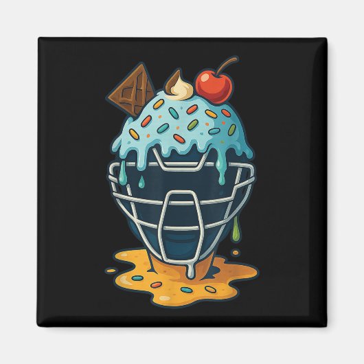 Baseball Catcher Mask Ice Cream Drip Sprinkles Des Magneet (Voorkant)