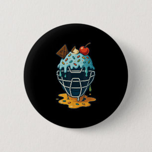 Baseball Catcher Mask Ice Cream Drip Sprinkles Des Ronde Button 5,7 Cm