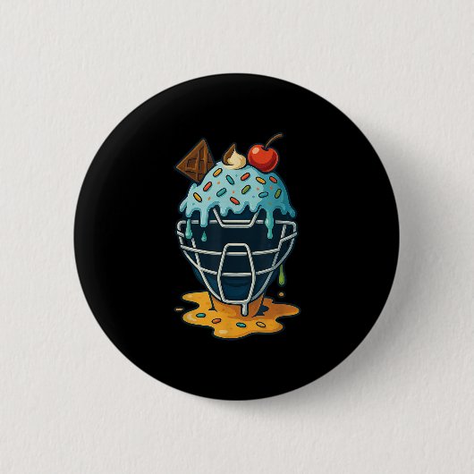 Baseball Catcher Mask Ice Cream Drip Sprinkles Des Ronde Button 5,7 Cm (Voorkant)