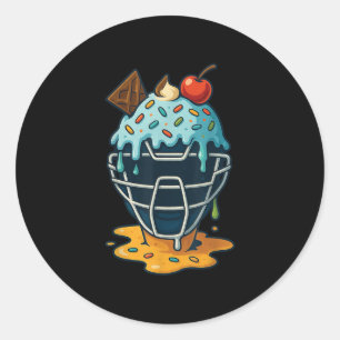 Baseball Catcher Mask Ice Cream Drip Sprinkles Des Ronde Sticker