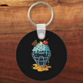 Baseball Catcher Mask Ice Cream Drip Sprinkles Des Sleutelhanger (Voorkant)