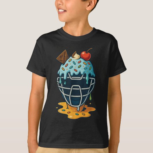 Baseball Catcher Mask Ice Cream Drip Sprinkles Des T-shirt (Voorkant)