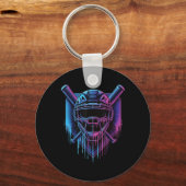 Baseball Catcher Mask Paint Dripping Baseball Fan Sleutelhanger (Voorkant)
