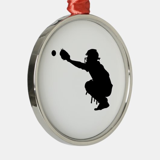 Baseball Catcher Metalen Ornament (Rechts)