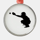 Baseball Catcher Metalen Ornament (Voorkant)