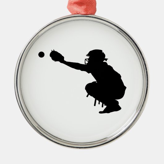 Baseball Catcher Metalen Ornament (Voorkant)