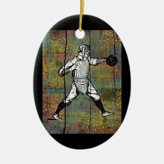 Baseball Catcher Ornament Colorful Wood (Voorkant)