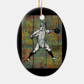 Baseball Catcher Ornament Colorful Wood (Achterkant)