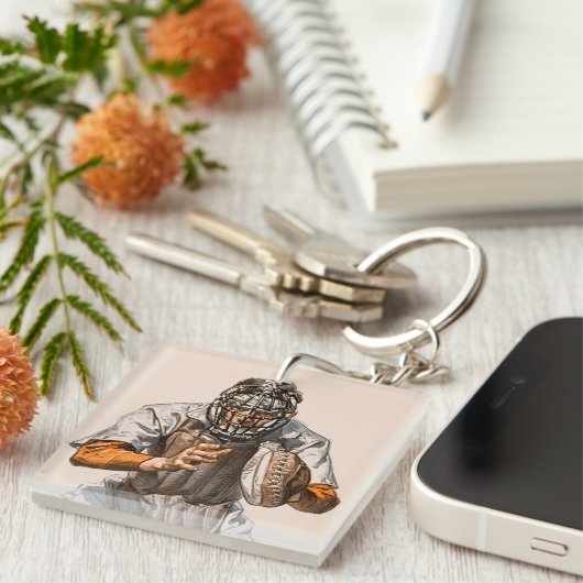 Baseball Catcher Sleutelhanger (Voorkant Rechts)