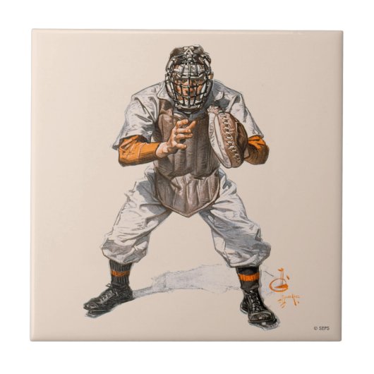 Baseball Catcher Tegeltje (Voorkant)