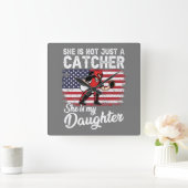Baseball Catchers Sports US American Flag Vierkante Klok (Huis)