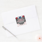 Baseball Chalkboard Kinder Boy Birthday Vierkante Sticker (Envelop)
