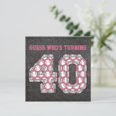 Baseball Chalkboard Pink 40th Birthday Party Kaart (Staand voorkant)