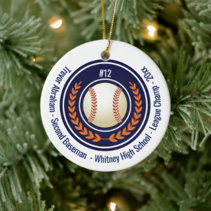 Baseball Champion Player School Blue Keramisch Ornament