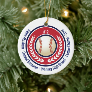 Baseball Champion Player School Red, White Blue Keramisch Ornament